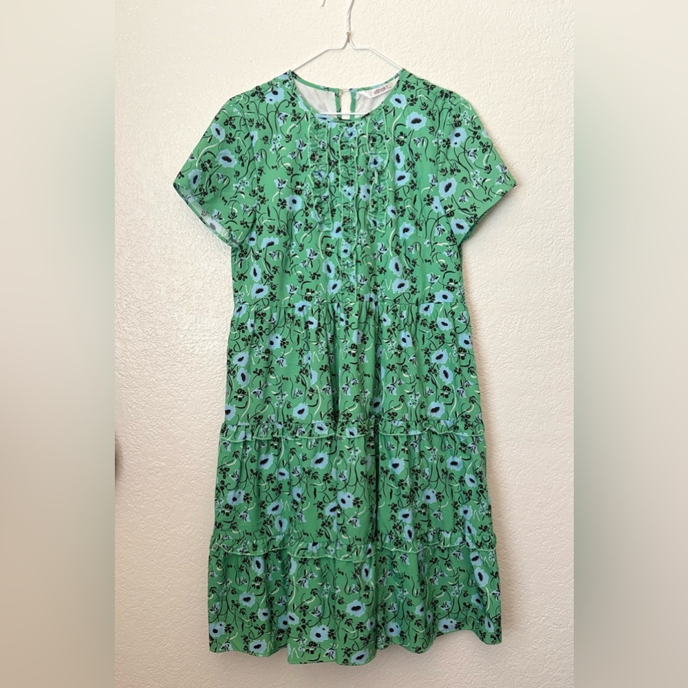 eShakti‎ Floral Cottagecore Ruffled Fit Flare Dress Sz 8 Preppy Coquette Garden - Picture 2 of 6